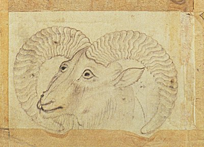 Detail of a Ram from Transporting Ceramics by Chinese School